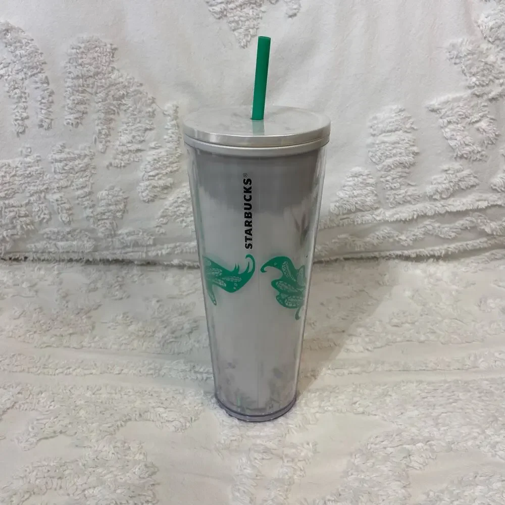 STARBUCKS Trademark Siren Logo Tumbler Collectable Green Iridescent Sz 24oz